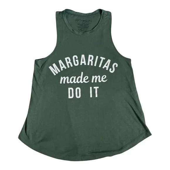 MARGARITAS MADE ME DO IT Tank Top Green Small - Picture 5 of 5